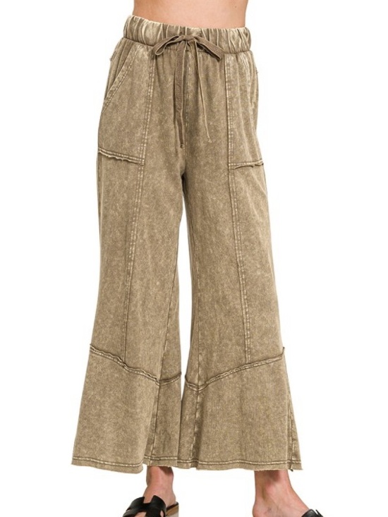 Zenana Outfitters Pants - NEW ZENANA FRENCH TERRY EXPOSED-SEAM FLARE HEM
PANTS WITH POCKETS